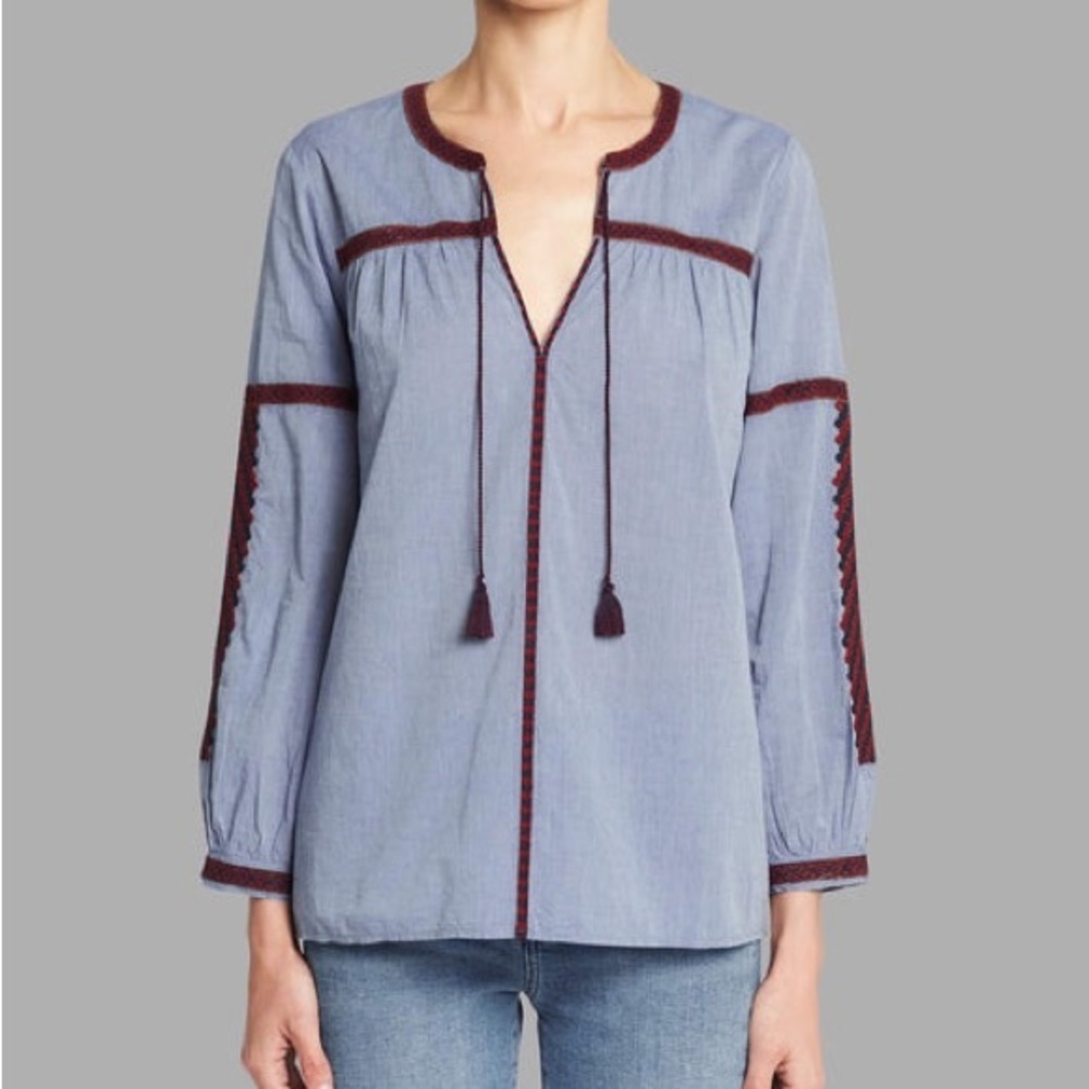 Joie Marlen Chambray Embroidered Blouse